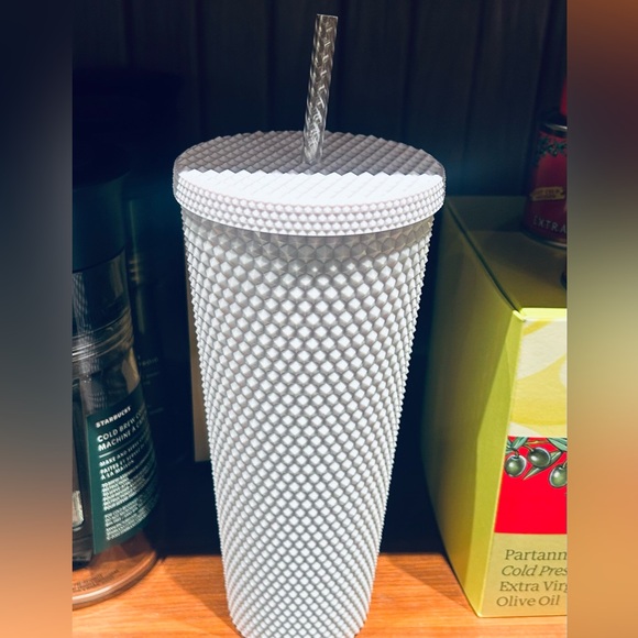 Starbucks Pearl White Studded Tumbler Lilac Bling Iridescent Venti Cup 24oz NWT - Picture 7 of 13